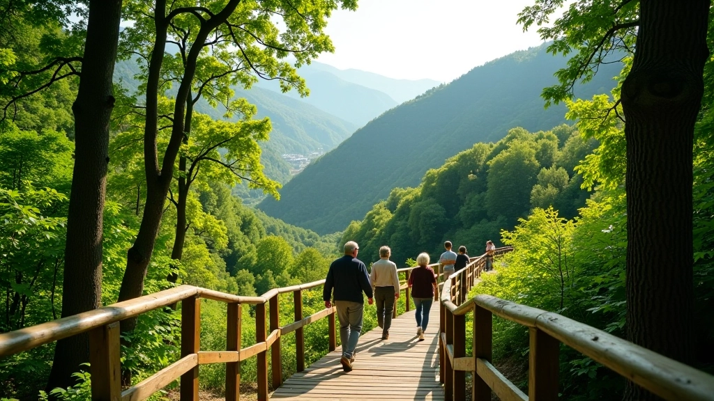 Šventosios slėnio žalios medžiai ir ramus kraštovaizdis, saulesėdis apšviestas peizažas
